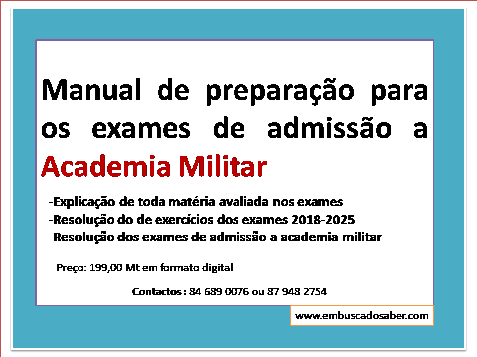 Manual de preparação para os exames de admissão a academia Militar