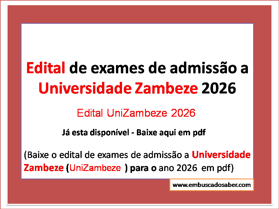Edital da UniZambeze 2026