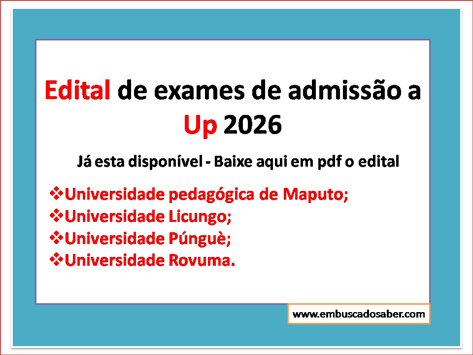 Edital e exames de admissão Up 2026