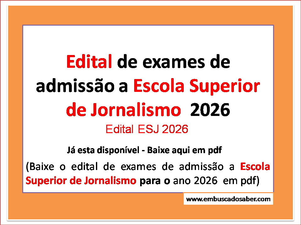 Edital Escola Superior de Jornalismo 2026