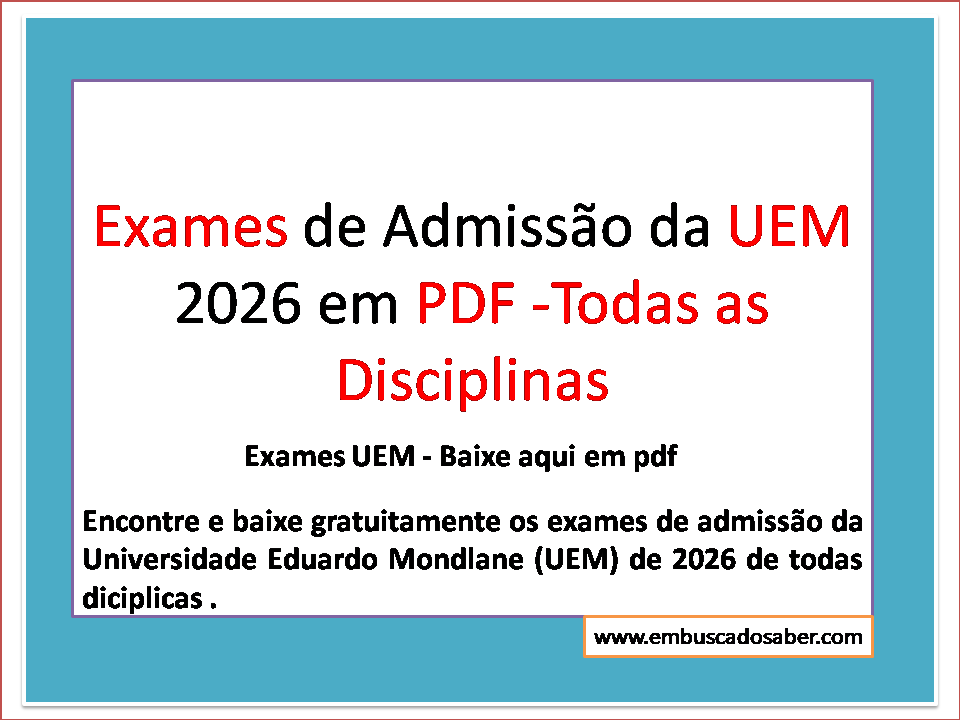 Exames UEM 2026